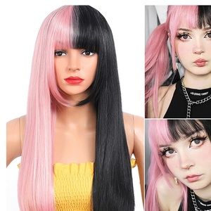Pink Black Split Tone Synthetic Wig Melanie Martinez Draculaura